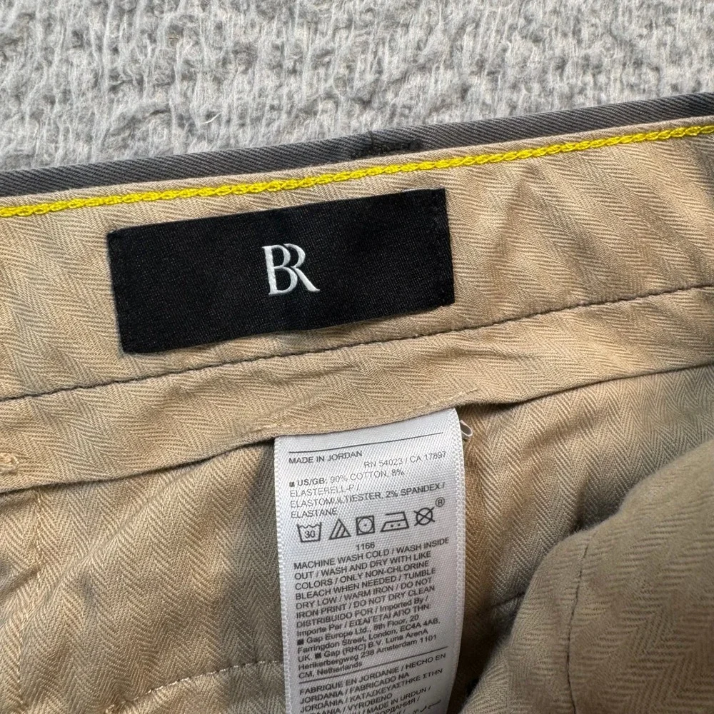 Banana Republic Mens Tapered Chino Pants Charcoal Gray Stretch 38x32